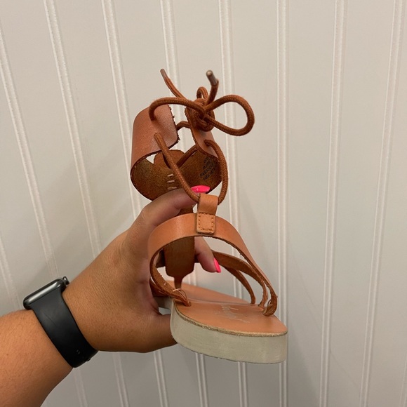 Free People Vacation Day Wrap Brown Leather Sandals Sz 38 - Picture 9 of 13